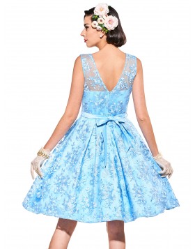 Blue Women Prom Dresses Lace Retro Dresses Plus Size V-Neck 50s 60s Cocktail Dresses