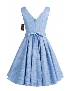 Ivnis Women's 1950s Vintage Floral Lace V-neck Party Prom Dresses Plus Size